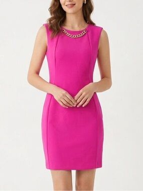 NWT CALVIN KLEIN Scuba Sheath Pink Dress Size 12